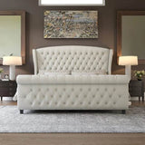 Chenille Upholstered Sleigh Bed Frame - Sleep Galleria