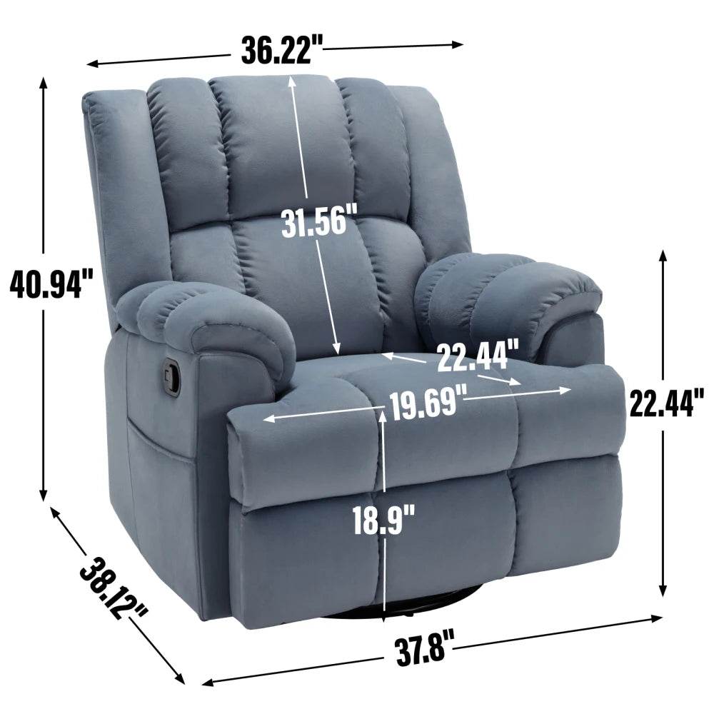Manual Swivel Rocking Oversized Recliner Chair - Calmora - Sleep Galleria
