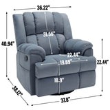 Manual Swivel Rocking Oversized Recliner Chair - Calmora - Sleep Galleria