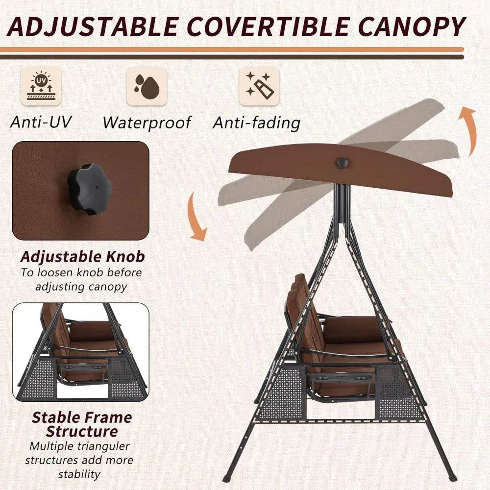 Outdoor Patio Swing with Adjustable Canopy - Sleep Galleria