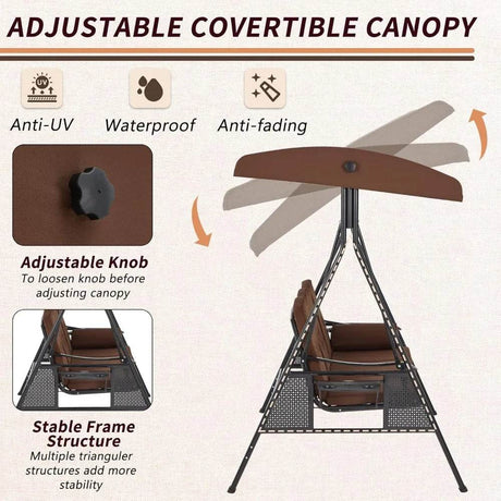 Outdoor Patio Swing with Adjustable Canopy - ZUIYU - Sleep Galleria