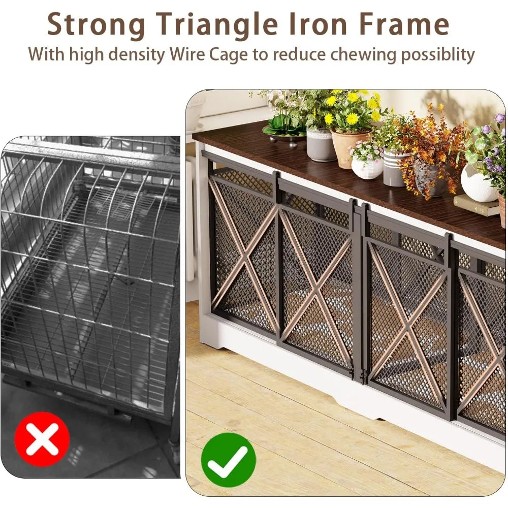 Double Dog Crate Furniture Heavy Duty Chew-Resistant Indoor