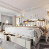 Upholstered Bed Frame with Storage Drawers - Sleep Galleria