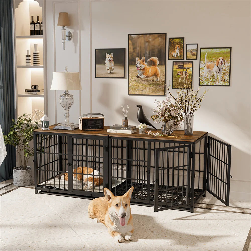 Multifunctional Wooden Dog Crate With Removable Tray