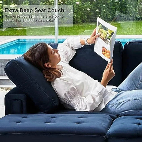 Modern Velvet L - Shaped Sectional Sofa With Chaise - Calmora - Sleep Galleria