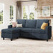 Convertible Firm Linen Fabric Sectional Sofa Light Grey - Calmora - Sleep Galleria