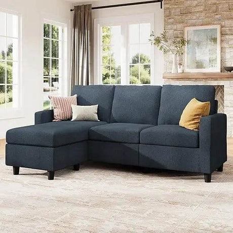 Convertible Firm Linen Fabric Sectional Sofa Light Grey - Calmora - Sleep Galleria