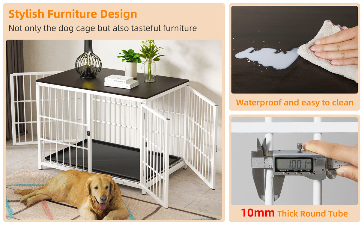 Multifunctional Wooden Dog Crate With Removable Tray