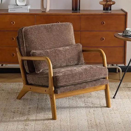 Mid - Century Modern Chenille Armchair with Lumbar Pillow - Calmora - Sleep Galleria