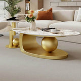 Modern Stone Coffee Table with Metal Base - XMSJ - Sleep Galleria