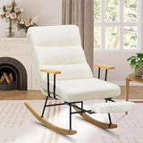 Adjustable Teddy Fabric Rocking Chair with Footrest - Sleep Galleria