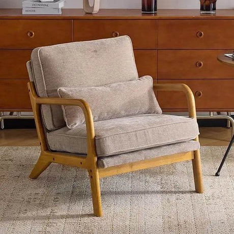 Mid - Century Modern Chenille Armchair with Lumbar Pillow - Calmora - Sleep Galleria