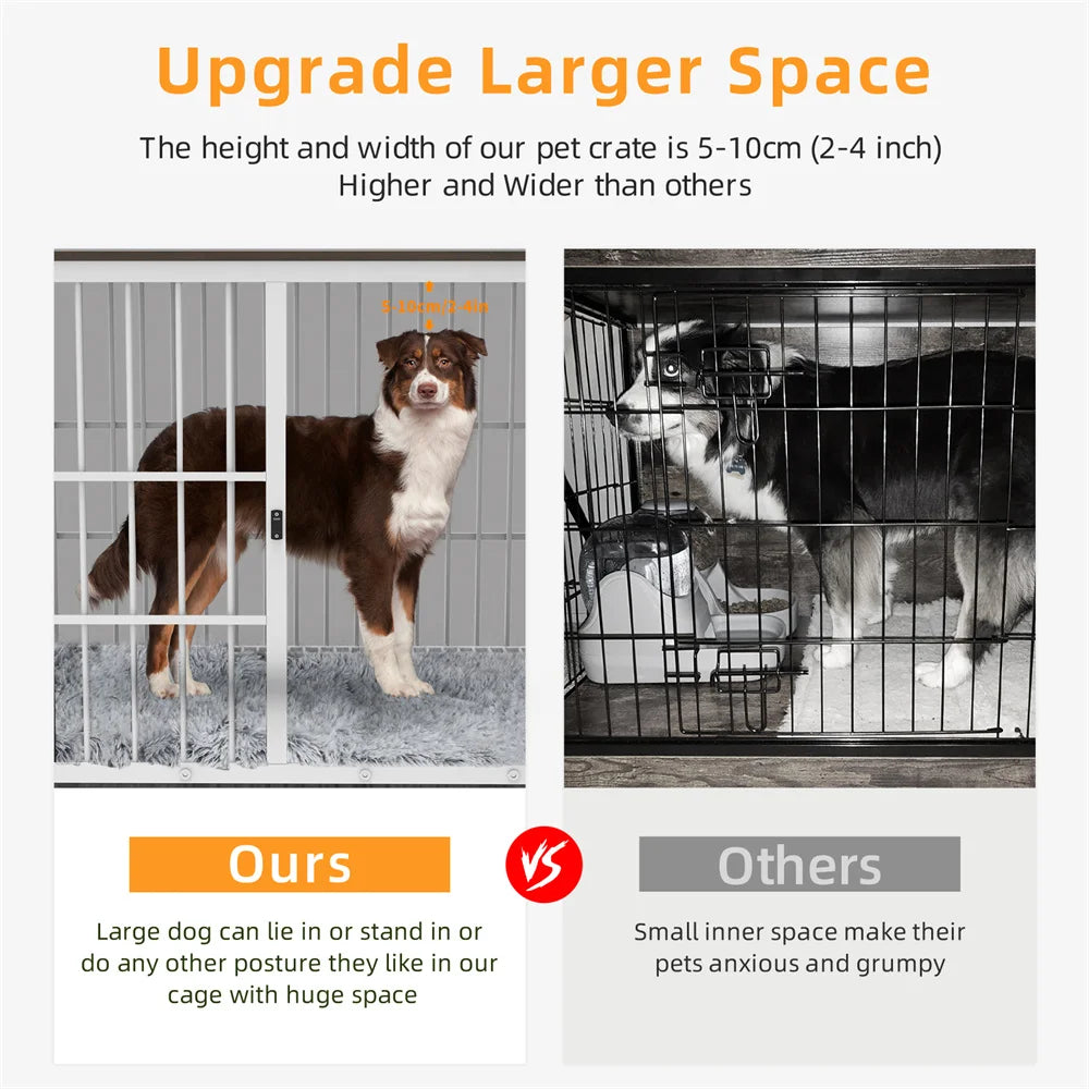 Multifunctional Wooden Dog Crate With Removable Tray