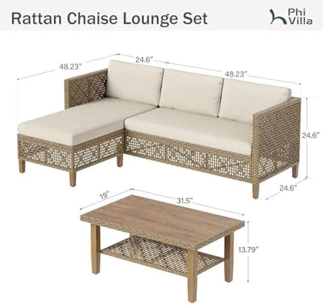 Bohemian Outdoor Wicker Patio Conversation Set - XMSJ - Sleep Galleria
