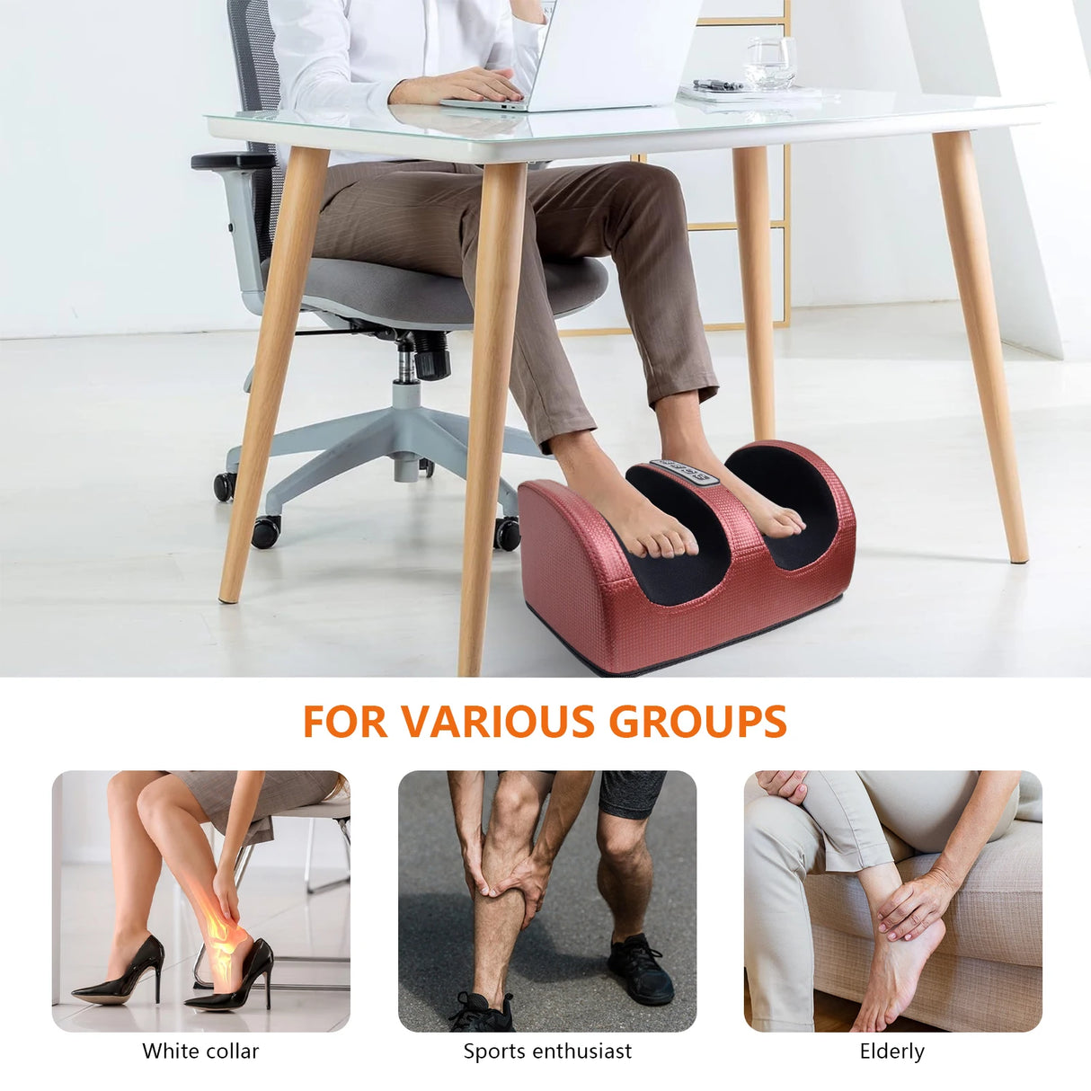 Electric Heated Foot And Leg Kneading Massage Device