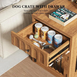 Indoor Wooden Dog Crate With Storage Drawer End Table