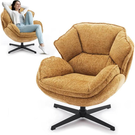 Ergonomic Swivel Living Room Chair with Metal Legs - ticify - Sleep Galleria