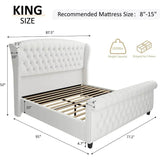Chenille Upholstered Sleigh Bed Frame - Sleep Galleria