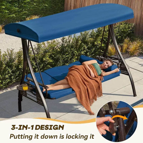 3 Seat Outdoor Porch Swing with Canopy - Calmora - Sleep Galleria