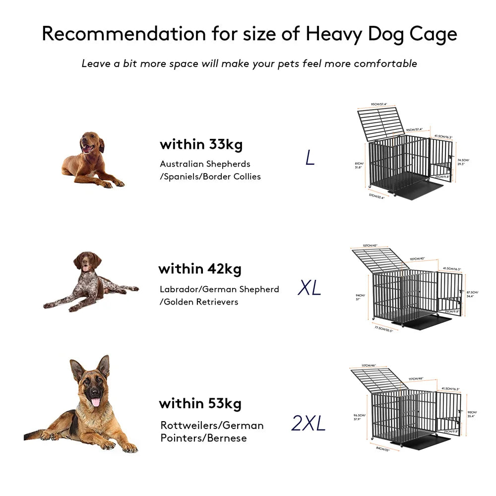 Heavy Duty Chew-Resistant Iron Dog Crate With Wheels