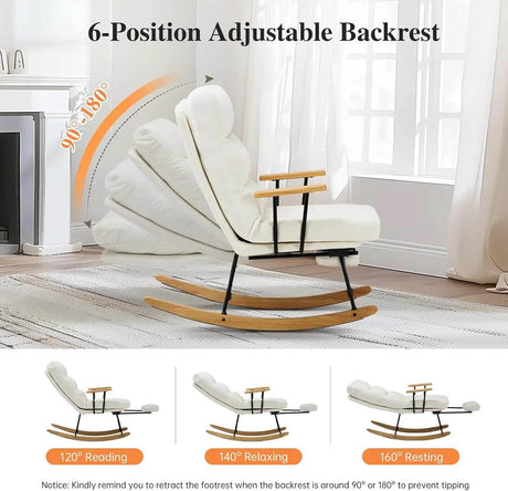 Adjustable Teddy Fabric Rocking Chair with Footrest - XMSJ - Sleep Galleria