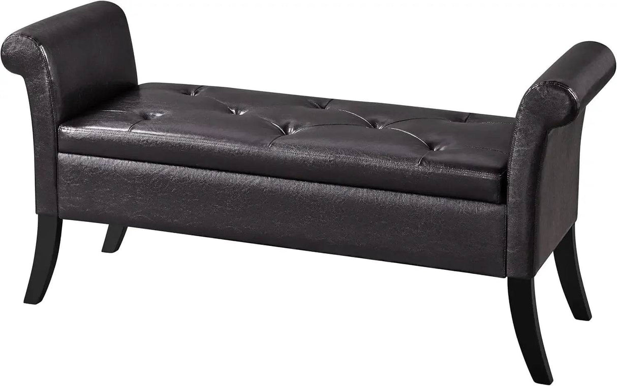 Vintage Faux Leather Storage Bench - Sleep Galleria