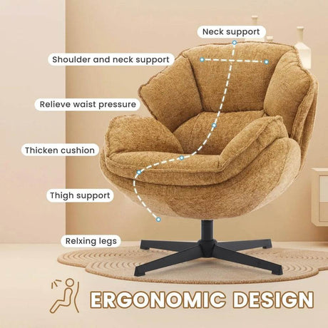 Ergonomic Swivel Living Room Chair with Metal Legs - ticify - Sleep Galleria