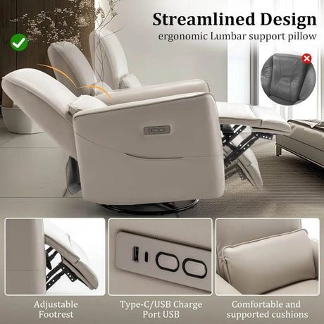 Power Rocker Swivel Electric Recliner Chair - Calmora - Sleep Galleria