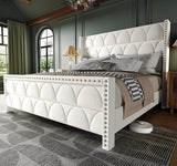 Velvet Upholstered Wingback Platform Bed Frame - XMSJ - Sleep Galleria