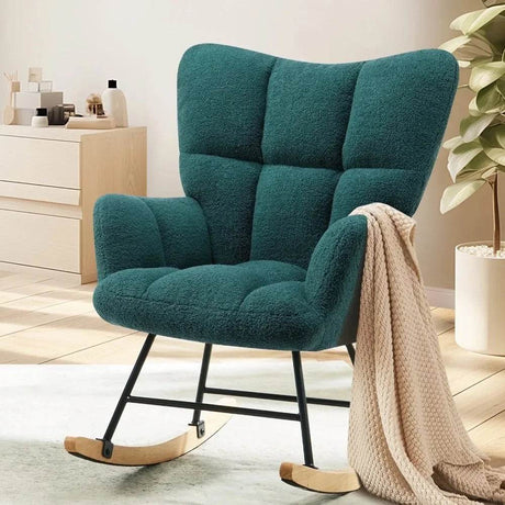Ergonomic Teddy Bear Fabric Rocking Chair - Restalyn - Sleep Galleria