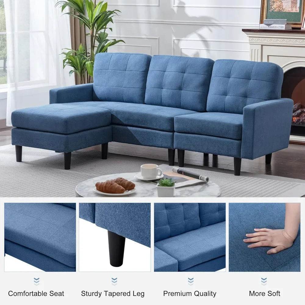 Convertible Modern Linen Fabric L - Shaped Sectional Sofa - Calmora - Sleep Galleria