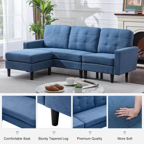 Convertible Modern Linen Fabric L - Shaped Sectional Sofa - Calmora - Sleep Galleria