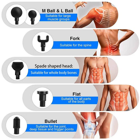 Portable Deep Tissue Massage Gun With 6 Attachments - Sleep Galleria