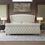 Chenille Upholstered Sleigh Bed Frame - Sleep Galleria