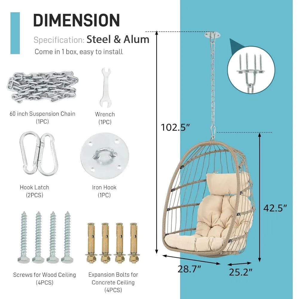 Indoor Outdoor Foldable Egg Swing Chair - XMSJ - Sleep Galleria
