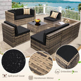 8 - Piece Outdoor Rattan Patio Furniture Set - XMSJ - Sleep Galleria