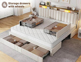 Upholstered Bed Frame with Storage Drawers - Sleep Galleria