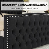 Velvet Upholstered Platform Bed Frame With Wingback Headboard - Sleep Galleria