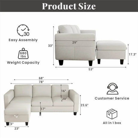 L - Shaped Modular Sectional Sofa With Storage - XMSJ - Sleep Galleria