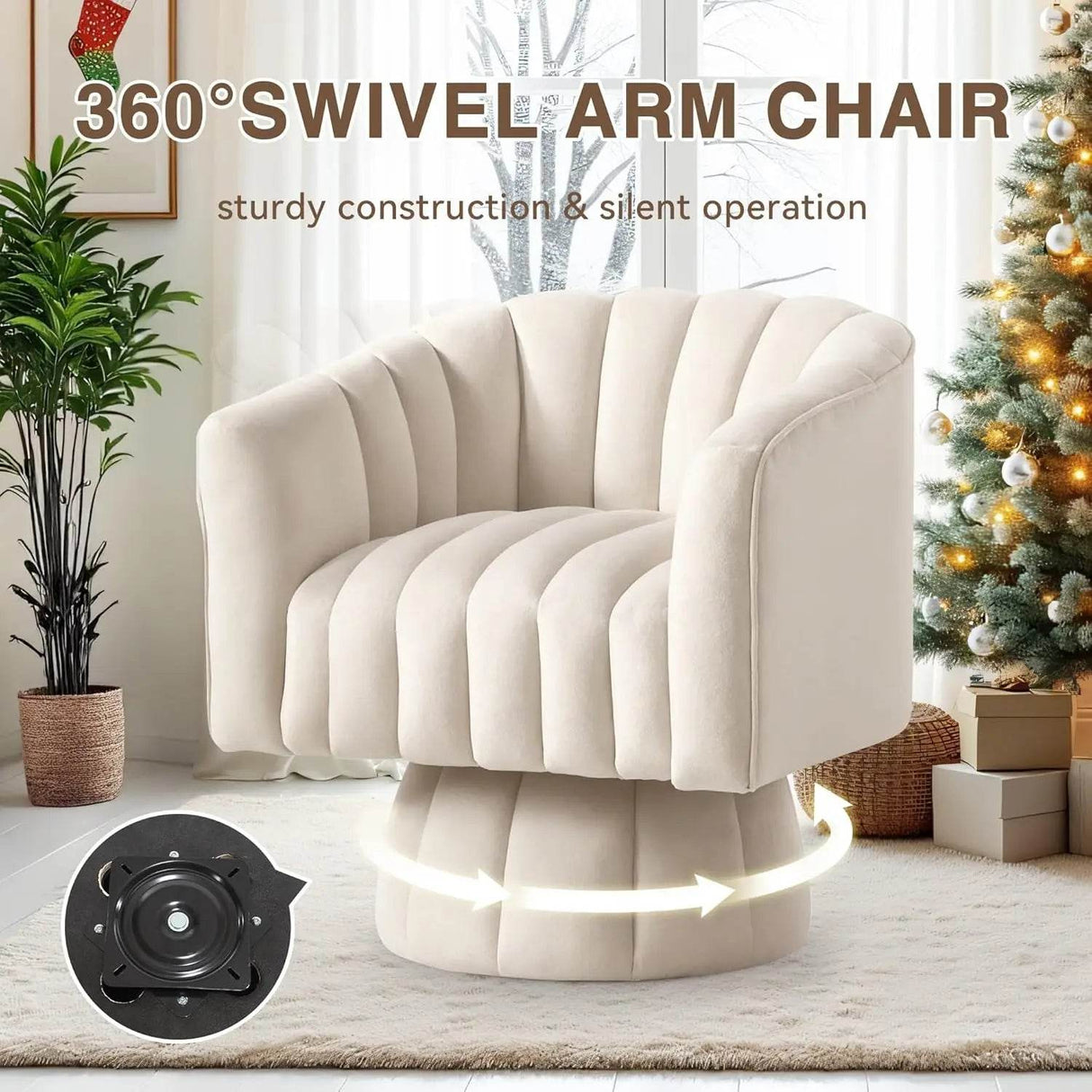 Modern Velvet 360-Degree Swivel Chair - Sleep Galleria