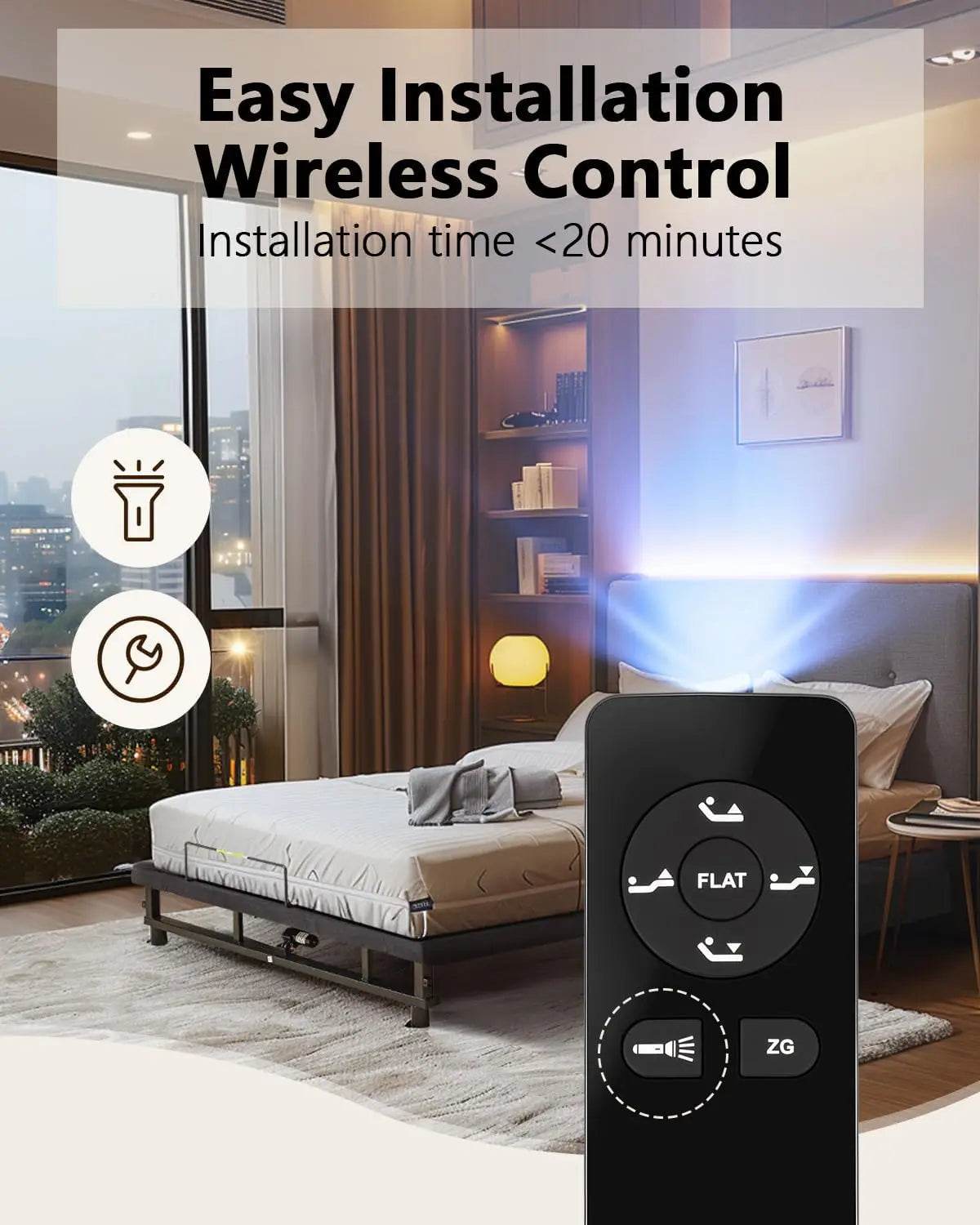 Adjustable Metal Bed Frame with Wireless Remote Control - XMSJ - Sleep Galleria