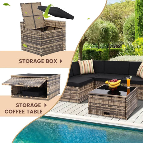 8 - Piece Outdoor Rattan Patio Furniture Set - XMSJ - Sleep Galleria