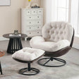 Cream Linen Mid Century Swivel Accent Chair - Sleep Galleria