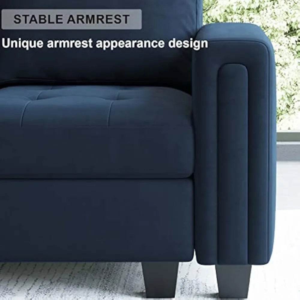 Modern Velvet L - Shaped Sectional Sofa With Chaise - Calmora - Sleep Galleria