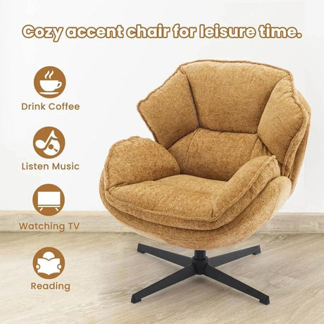 Ergonomic Swivel Living Room Chair with Metal Legs - ticify - Sleep Galleria