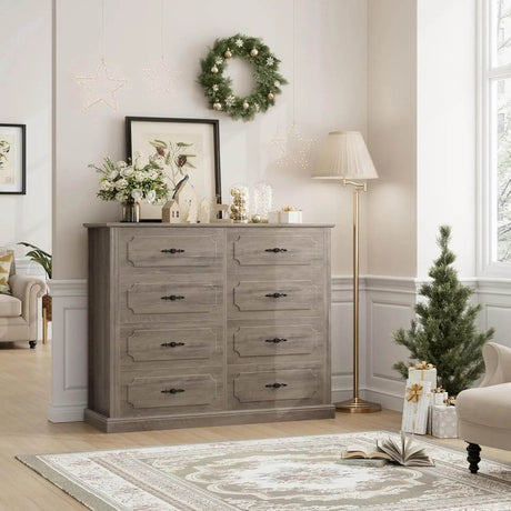 Modern Farmhouse 8 - Drawer Wood Dresser - XMSJ - Sleep Galleria