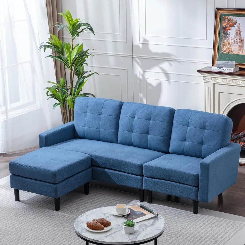 Convertible Modern Linen Fabric L - Shaped Sectional Sofa - Calmora - Sleep Galleria