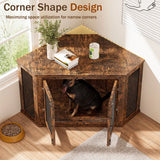 Retro Wooden Space-Saving Corner Pet Dog House