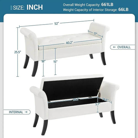 Vintage Faux Leather Storage Bench - ZUIYU - Sleep Galleria