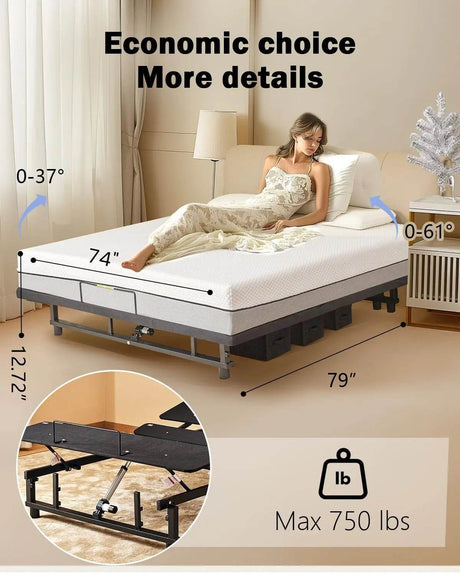 Adjustable Metal Bed Frame with Wireless Remote Control - Sleep Galleria
